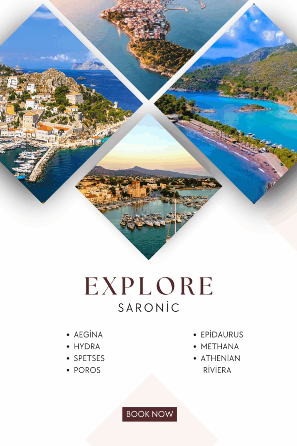 Seven-day private yacht cruise through the Saronic Gulf visiting Hydra, Spetses, Poros, Aegina, Agistri, and more